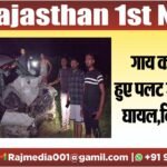 गाय को बचाते हुए पलट गई कार,दो घायल,किया रैफर