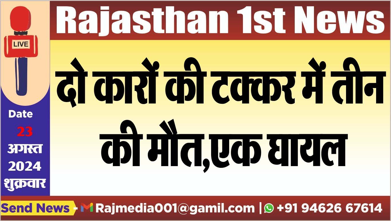 You are currently viewing दो कारों की टक्कर में तीन की मौत,एक घायल