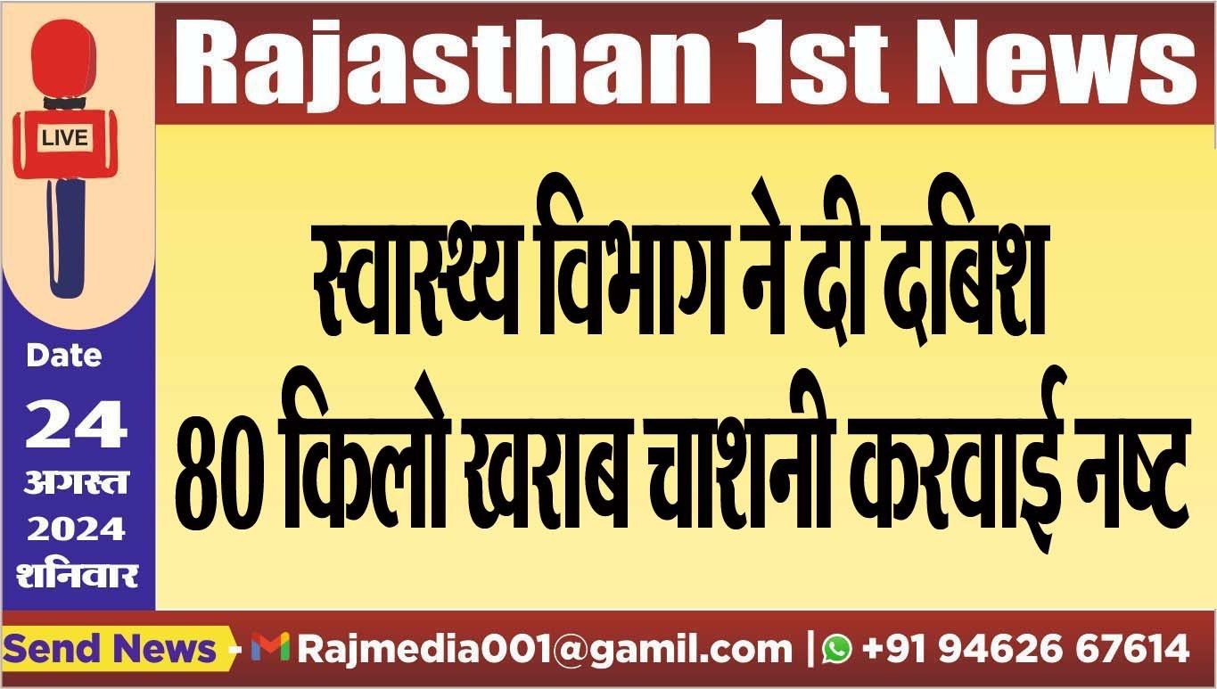 You are currently viewing स्वास्थ्य विभाग ने दी दबिश,80 किलो खराब चाशनी करवाई नष्ट