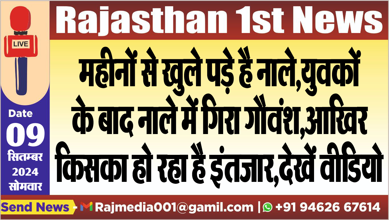 You are currently viewing महीनों से खुले पड़े है नाले,युवकों के बाद नाले में गिरा गौवंश,आखिर किसका हो रहा है इंतजार,देखें वीडियो