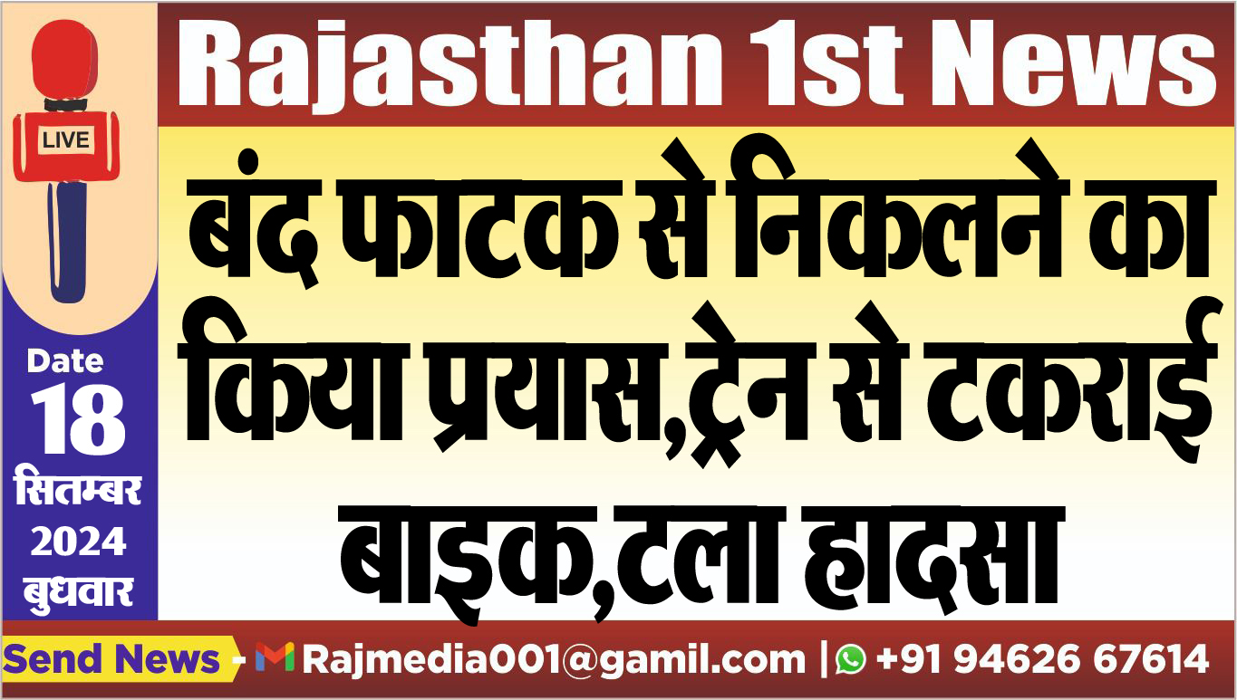 You are currently viewing बंद फाटक से निकलने का किया प्रयास,ट्रेन से टकराई बाइक,टला हादसा