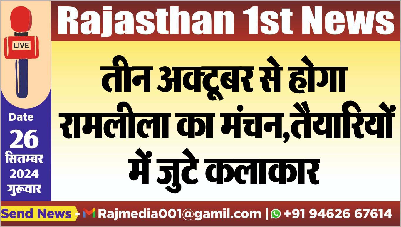 You are currently viewing तीन अक्टूबर से होगी रामलीला का मंचन,तैयारियों में जुटे कलाकार