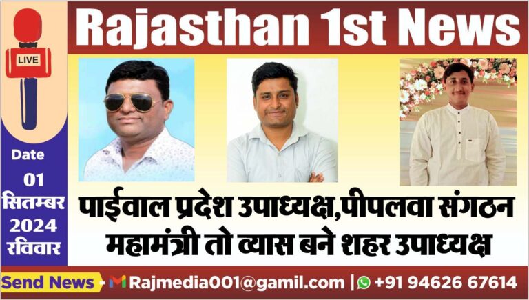 Read more about the article पाईवाल प्रदेश उपाध्यक्ष,पीपलवा संगठन महामंत्री तो व्यास बने शहर उपाध्यक्ष