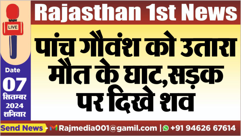 Read more about the article पांच गौवंश को उतारा मौत के घाट,सड़क पर दिखे शव