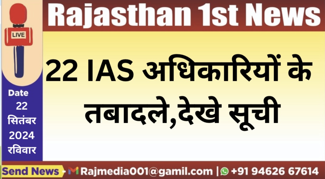 You are currently viewing 22 IAS अधिकारियों के तबादले,देखे सूची