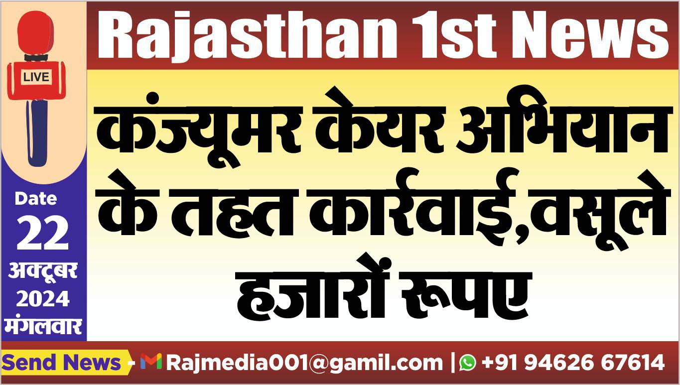 You are currently viewing कंज्यूमर केयर अभियान के तहत कार्रवाई,वसूले हजारों रूपए