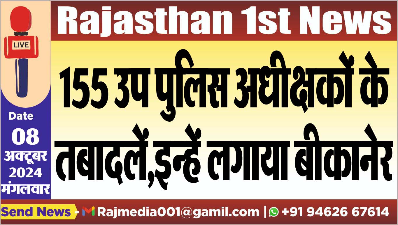 You are currently viewing 155 उप पुलिस अधीक्षकों के तबादलें,इन्हें लगाया बीकानेर
