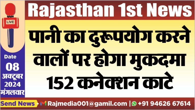 Read more about the article पानी का दुरूपयोग करने वालों पर होगा मुकदमा,152 कनेक्शन काटे