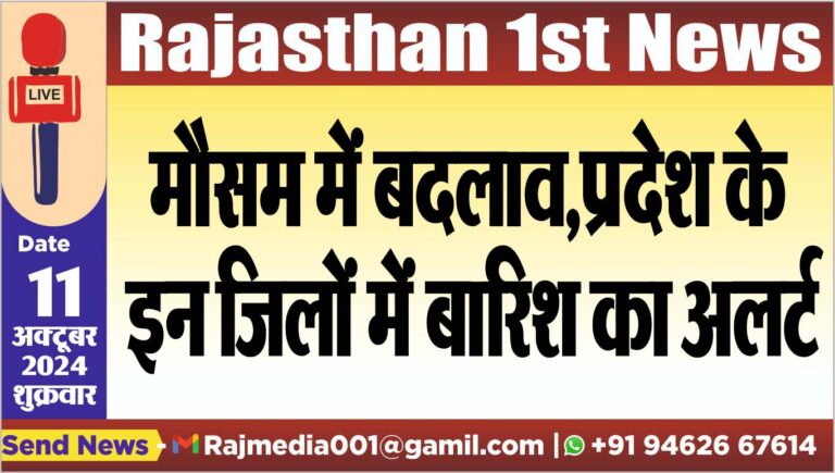 Read more about the article मौसम में बदलाव,प्रदेश के इन जिलों में बारिश का अलर्ट