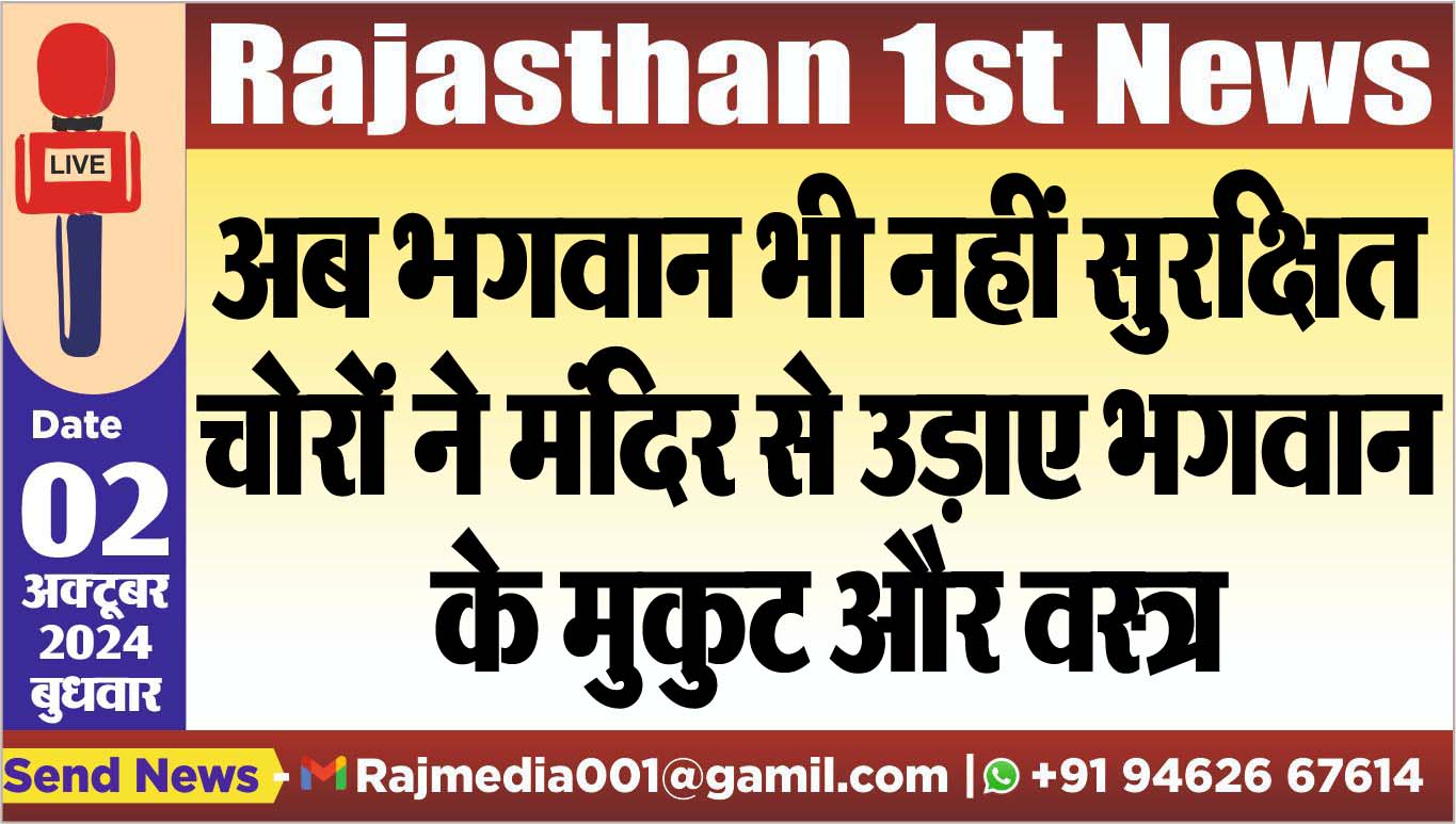 You are currently viewing अब भगवान भी नहीं सुरक्षित,चोरों ने मंदिर से उड़ाए भगवान के मुकुट और वस्त्र