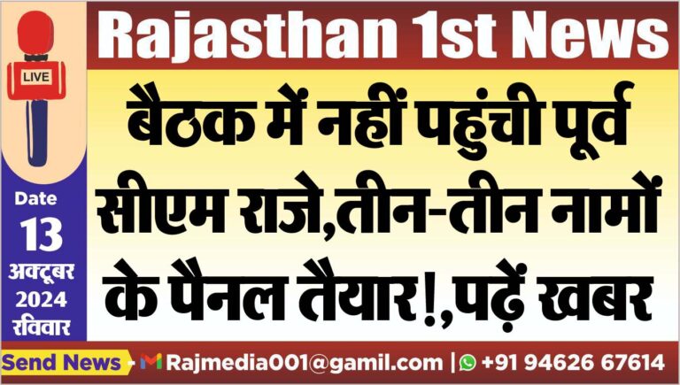 Read more about the article बैठक में नहीं पहुंची पूर्व सीएम राजे,तीन-तीन नामों के पैनल तैयार!,पढ़ें खबर