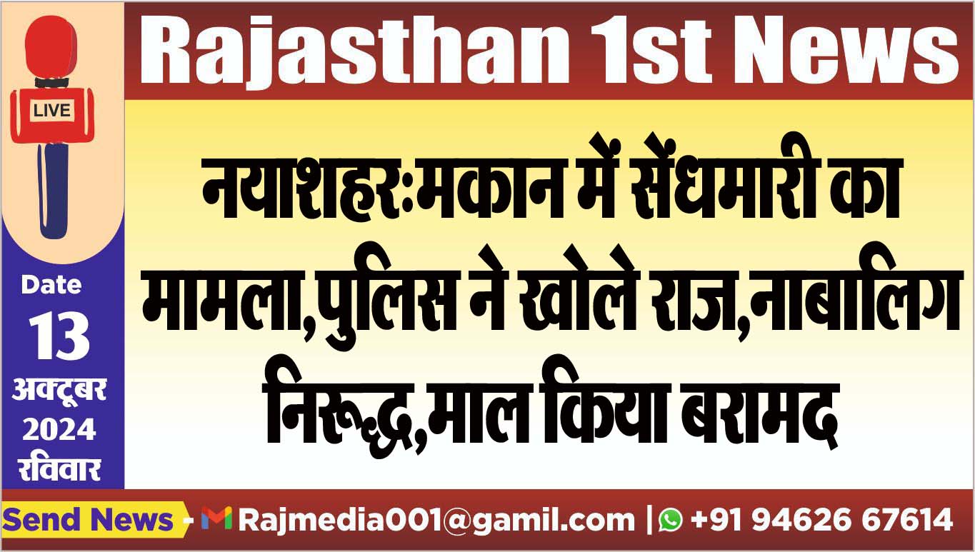 You are currently viewing नयाशहर:मकान में सेंधमारी का मामला,पुलिस ने खोले राज,नाबालिग निरूद्ध,माल किया बरामद