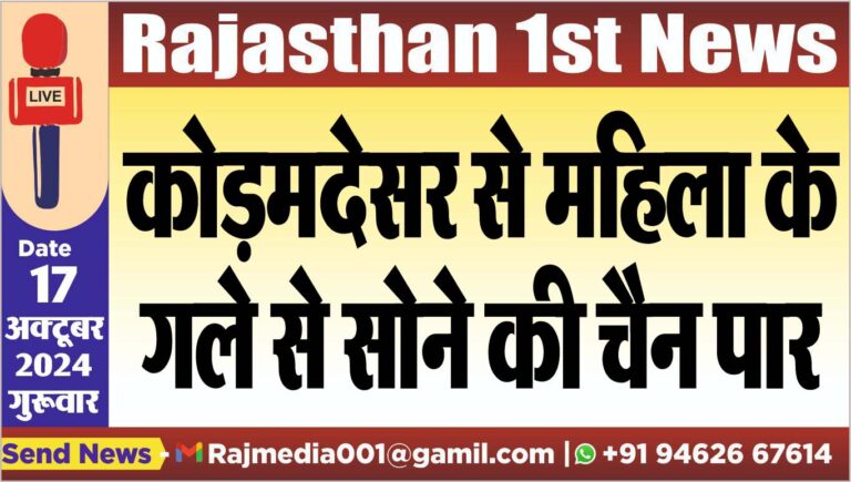 Read more about the article कोड़मदेसर से महिला के गले से सोने की चैन पार