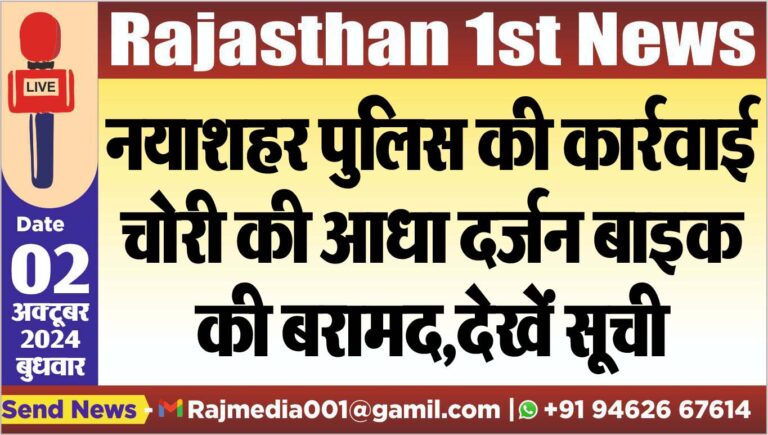 Read more about the article नयाशहर पुलिस की कार्रवाई,चोरी की आधा दर्जन बाइक की बरामद