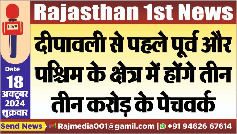 Read more about the article दीपावली से पहले पूर्व और पश्चिम के क्षेत्र में होंगे तीन-तीन करोड़ के पेचवर्क