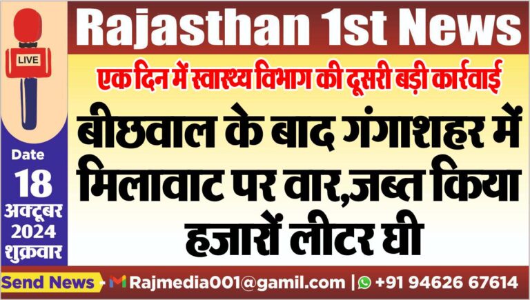 Read more about the article बीछवाल के बाद गंगाशहर में मिलावाट पर वार,जब्त किया हजारों लीटर घी