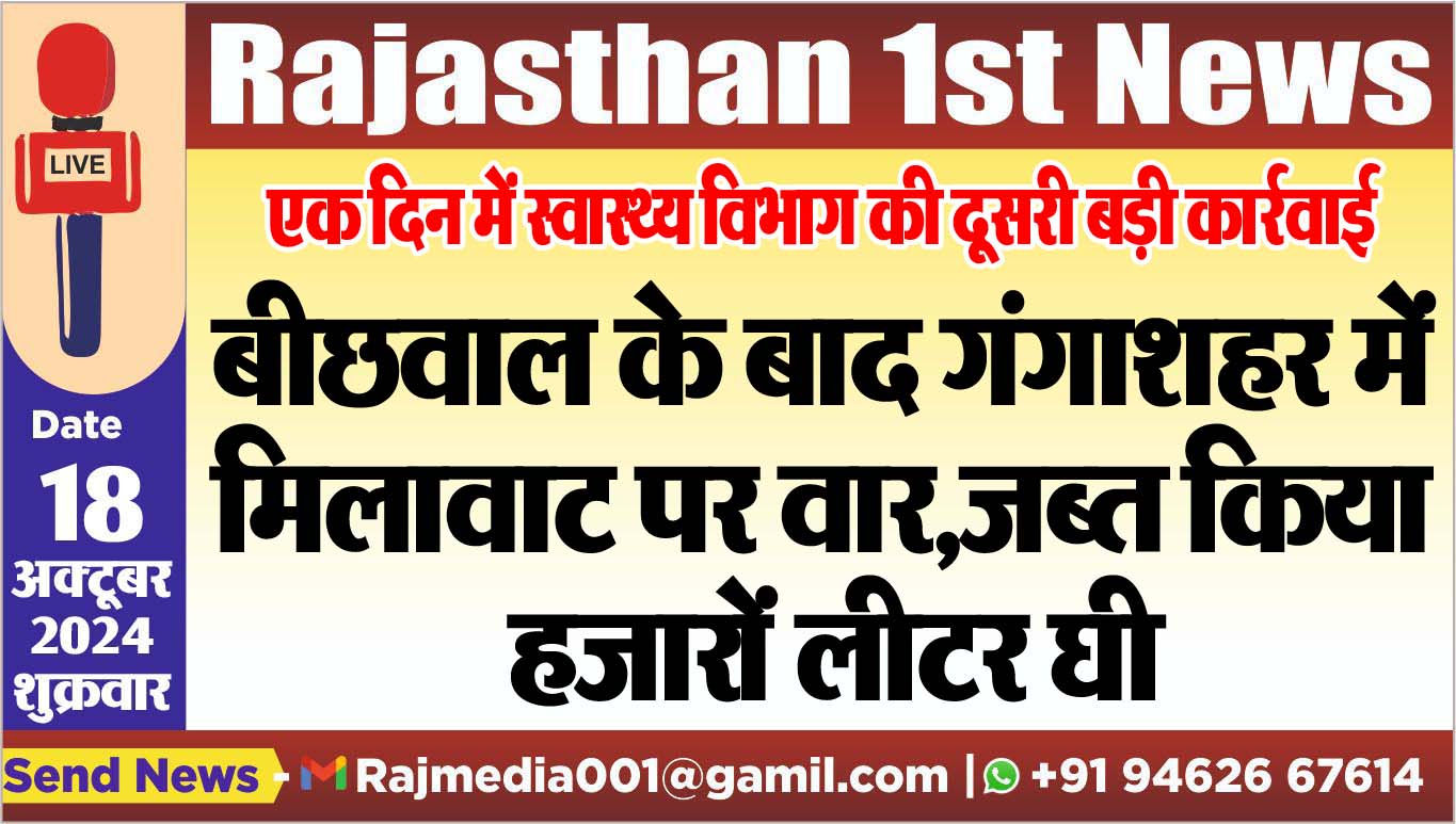 You are currently viewing बीछवाल के बाद गंगाशहर में मिलावाट पर वार,जब्त किया हजारों लीटर घी