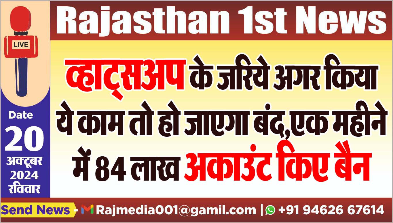 You are currently viewing व्हाट्सअप के जरिये अगर किया ये काम तो हो जाएगा बंद,एक महीने में 84 लाख अकाउंट किए बैन