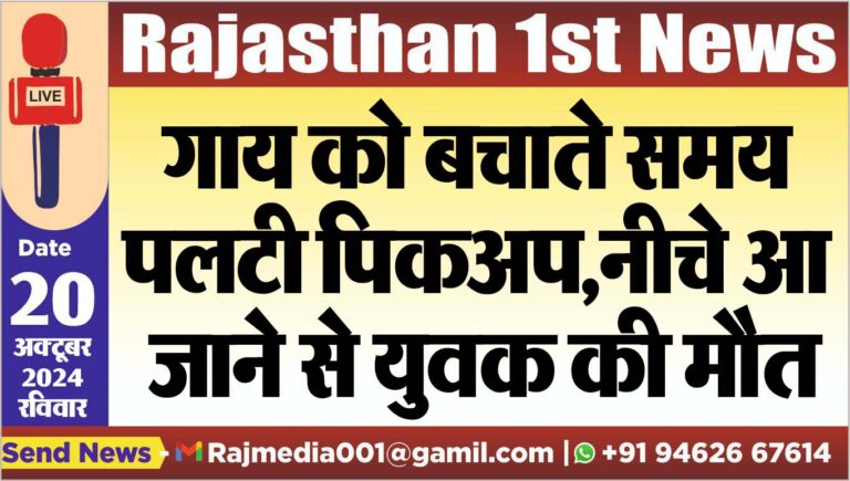 Read more about the article गाय को बचाते समय पलटी पिकअप,नीचे आ जाने से युवक की मौत