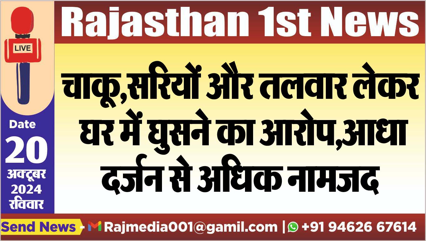 You are currently viewing चाकू,सरियों और तलवार लेकर घर में घुसने का आरोप,आधा दर्जन से अधिक नामजद