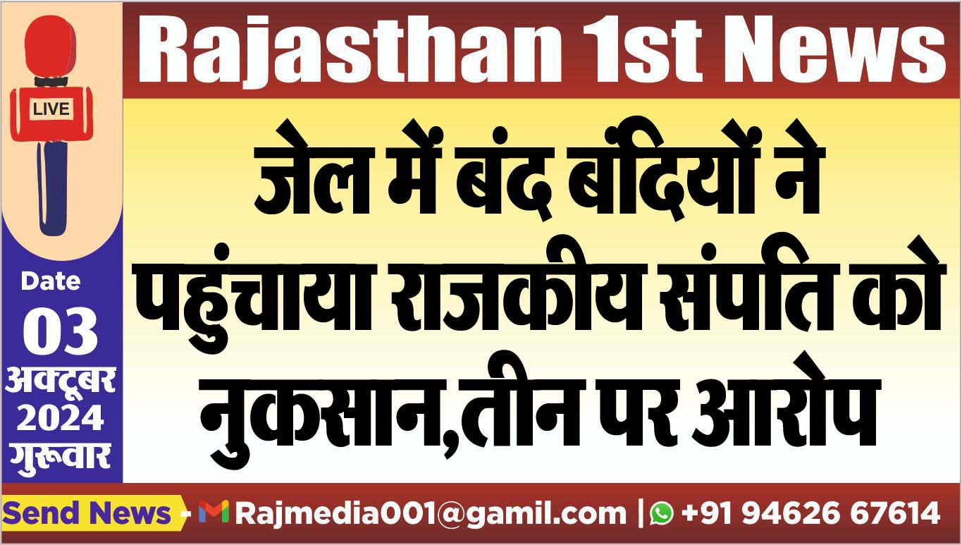 You are currently viewing जेल में बंद बंदियों ने पहुंचाया राजकीय संपति को नुकसान,तीन पर आरोप