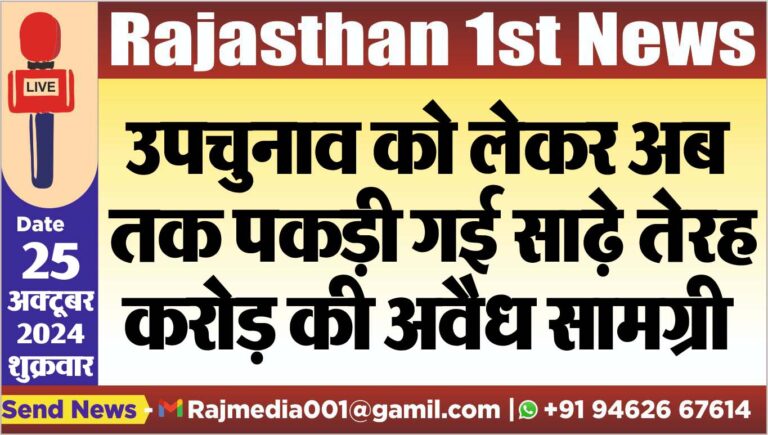 Read more about the article उपचुनाव को लेकर अब तक पकड़ी गई साढ़े तेरह करोड़ की अवैध सामग्री