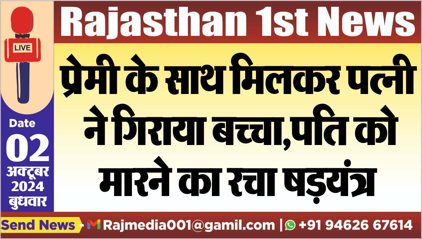 You are currently viewing प्रेमी के साथ मिलकर पत्नी ने गिराया बच्चा,पति को मारने का रचा षडय़ंत्र