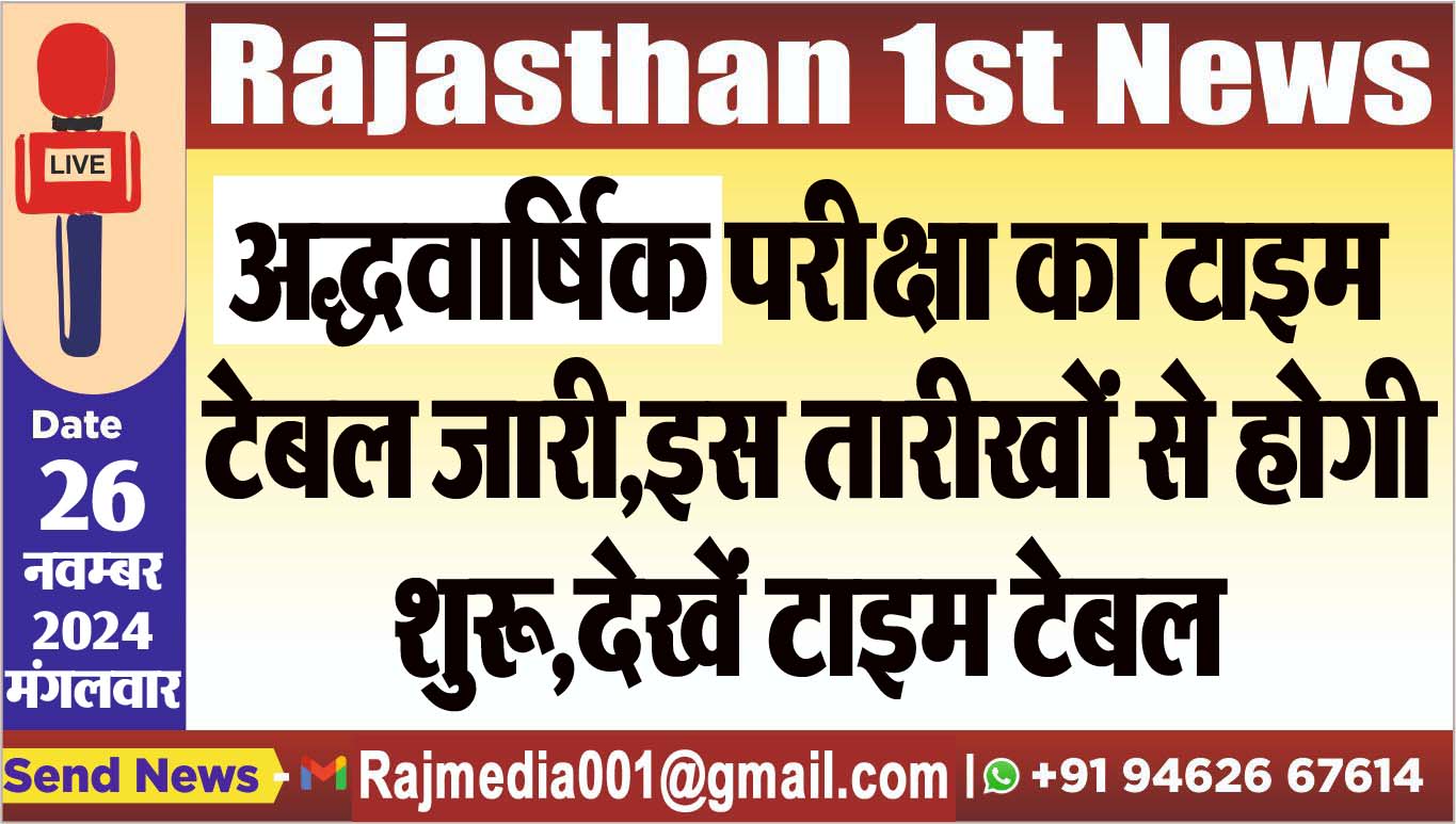 You are currently viewing अद्धवार्षिक परीक्षा का टाइम टेबल जारी,इस तारीखों से होगी शुरू,देखें टाइम टेबल