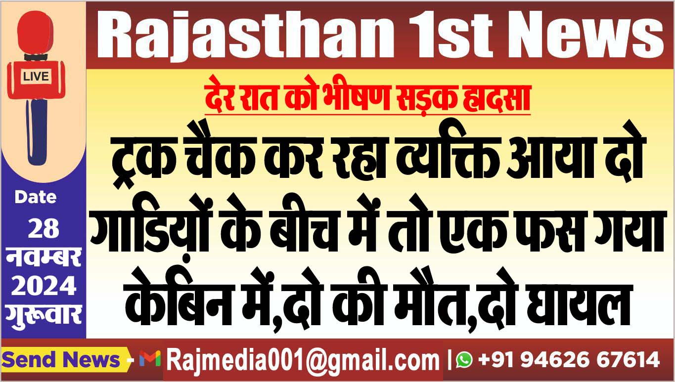 You are currently viewing देर रात को भीषण सड़क हादसा,दो की मौत,दो घायल
