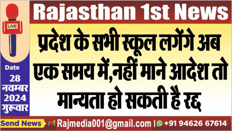 Read more about the article प्रदेश के सभी स्कूल लगेंगे अब एक समय में,नहीं माने आदेश तो मान्यता हो सकती है रद्द