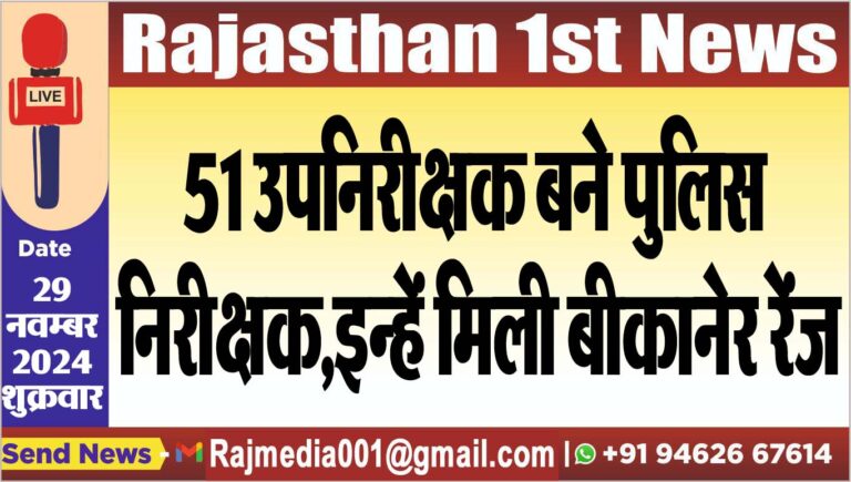 Read more about the article 51 उपनिरीक्षक बने पुलिस निरीक्षक,इन्हें मिली बीकानेर रेंज