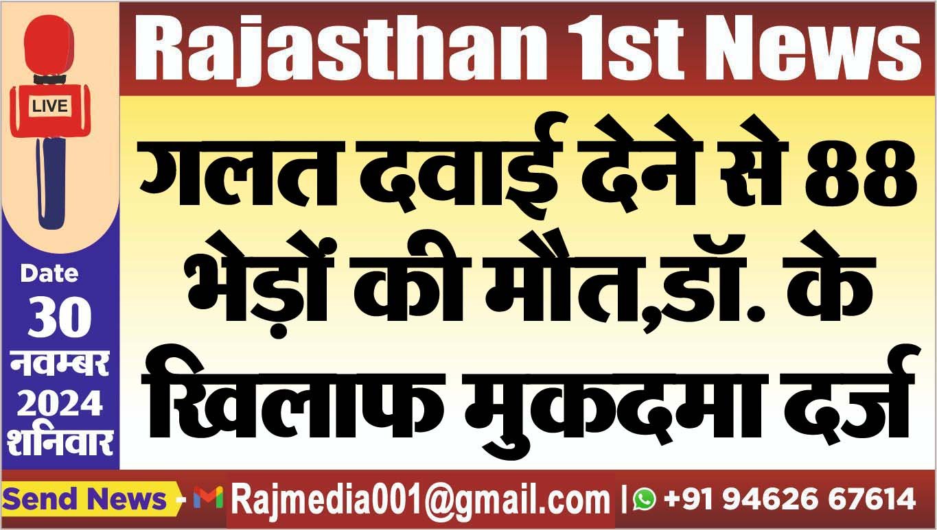 गलत दवाई देने से 88 भेड़ों की मौत,डॉ. के खिलाफ मुकदमा दर्ज