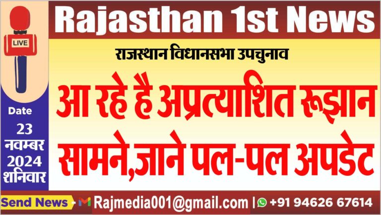 Read more about the article राजस्थान विधानसभा उपचुनाव,आ रहे है अप्रत्याशित रूझान सामने,जाने पल-पल अपडेट