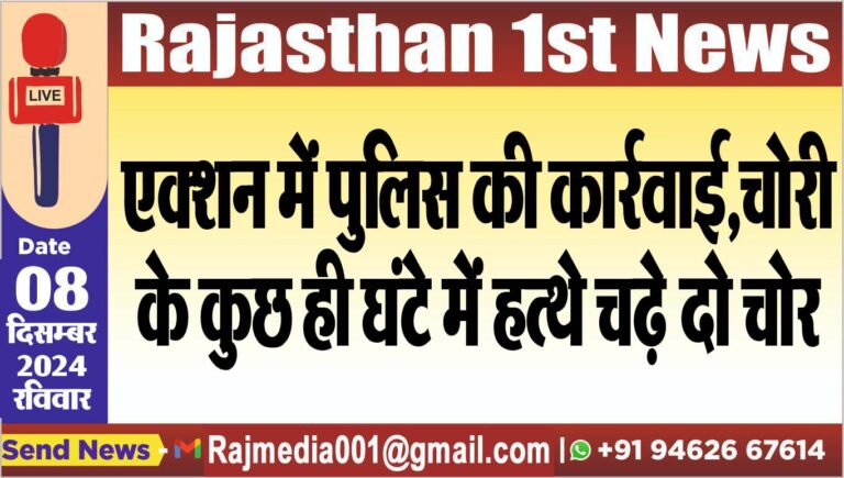 Read more about the article एक्शन में पुलिस की कार्रवाई,चोरी के कुछ ही घंटे में हत्थे चढ़े दो चोर