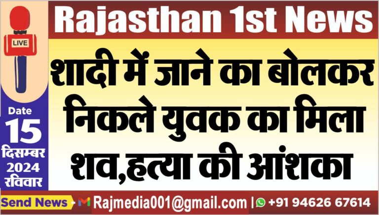 Read more about the article शादी में जाने का बोलकर निकले युवक का मिला शव,हत्या की आंशका