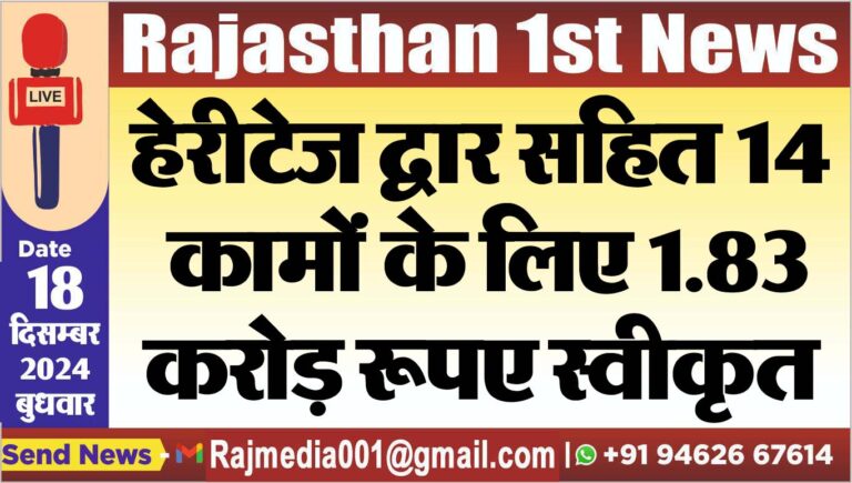 Read more about the article हेरीटेज द्वार सहित 14 कामों के लिए 1.83 करोड़ रूपए स्वीकृत