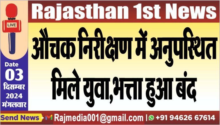 Read more about the article औचक निरीक्षण में अनुपस्थित मिले युवा,भत्ता हुआ बंद