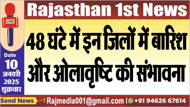 Read more about the article 48 घंटे में इन जिलों में बारिश और ओलावृष्टि की संभावना