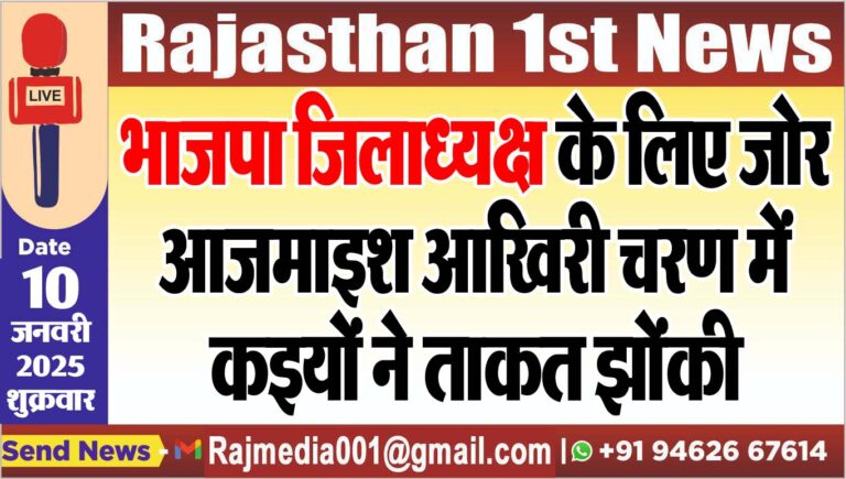 Read more about the article भाजपा जिलाध्यक्ष के लिए जोर आजमाइश आखिरी चरण में, कइयों ने ताकत झोंकी