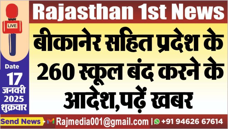 Read more about the article बीकानेर सहित प्रदेश के 260 स्कूल बंद करने के आदेश,पढ़ें खबर