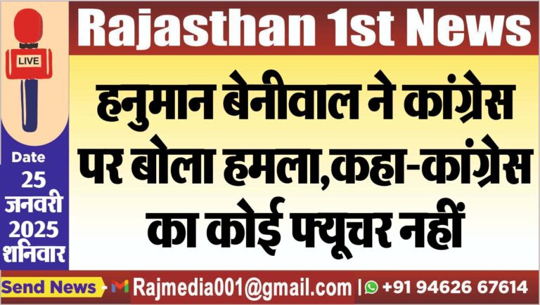 Read more about the article हनुमान बेनीवाल ने कांग्रेस पर बोला हमला,कहा-कांग्रेस का कोई फ्यूचर नहीं