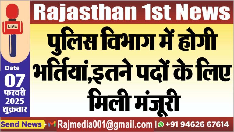 Read more about the article पुलिस विभाग में होगी भर्तियां,इतने पदों के लिए मिली मंजूरी