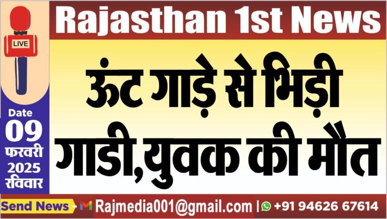 Read more about the article ऊंट गाड़े से भिड़ी गाडी,युवक की मौत