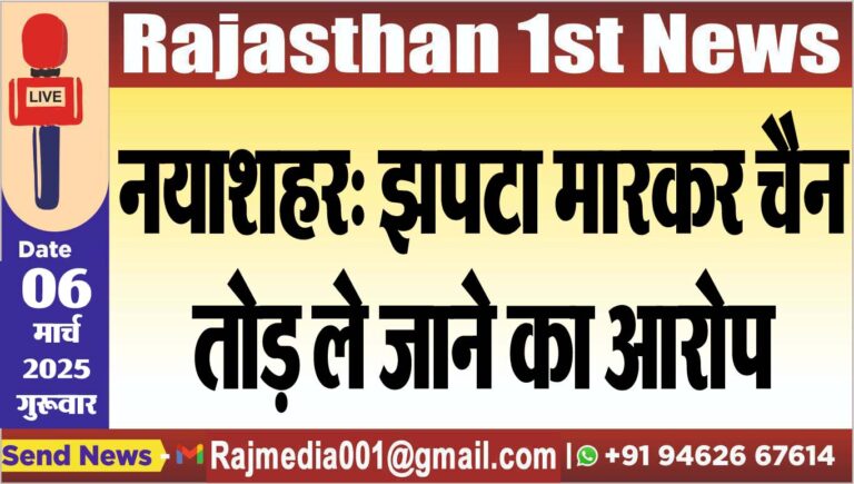 Read more about the article नयाशहर: झपटा मारकर चैन तोड़ ले जाने का आरोप