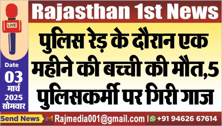 Read more about the article पुलिस रेड़ के दौरान एक महीने की बच्ची की मौत,5 पुलिसकर्मी पर गिरी गाज