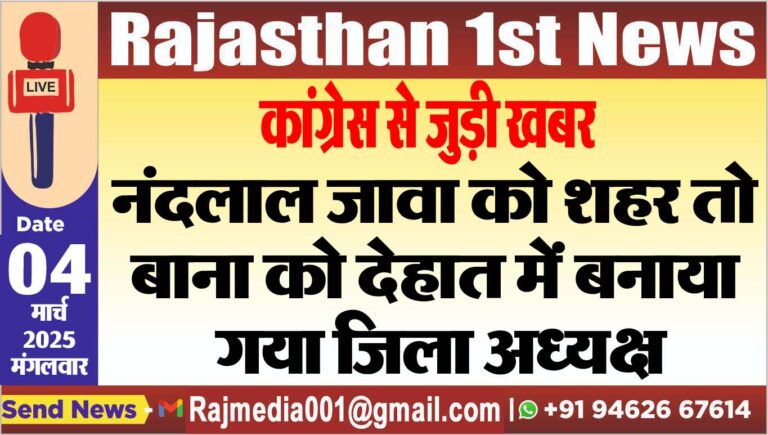 Read more about the article नंदलाल जावा को शहर तो बाना को देहात में बनाया गया जिला अध्यक्ष