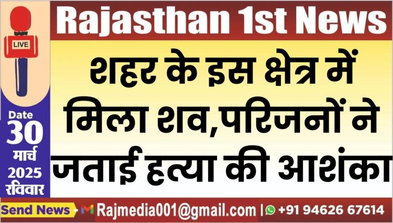 Read more about the article शहर के इस क्षेत्र में मिला शव,परिजनों ने जताई हत्या की आशंका