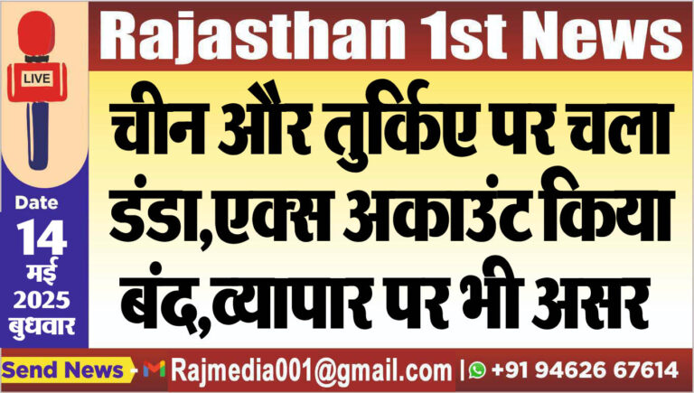 Read more about the article चीन और तुर्किए पर चला डंडा,एक्स अकाउंट किया बंद,व्यापार पर भी असर