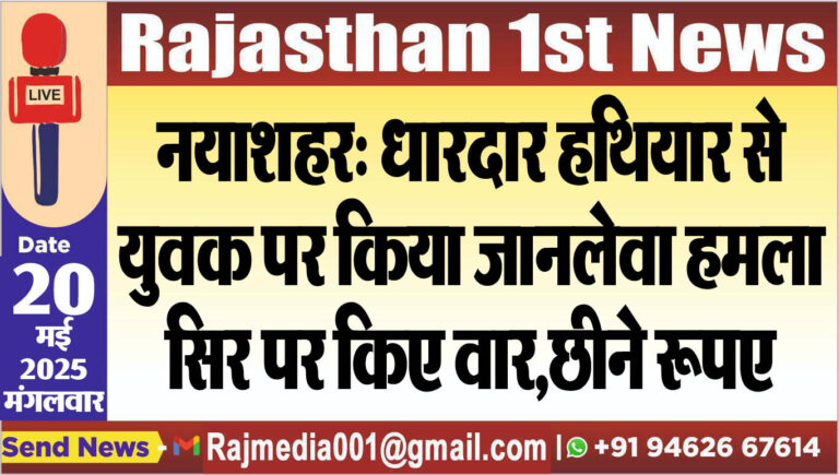 Read more about the article नयाशहर: धारदार हथियार से युवक पर किया जानलेवा हमला,सिर पर किए वार,छीने रूपए-Bikaner News 