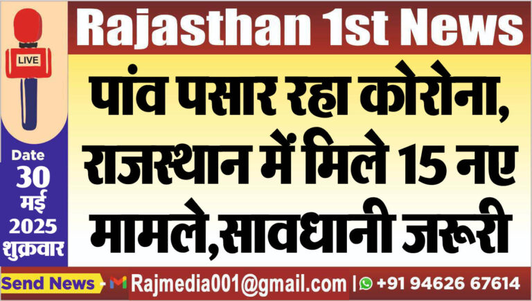 Read more about the article पांव पसार रहा कोरोना,राजस्थान में मिले 15 नए मामले,सावधानी जरूरी-corona update
